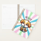 Schattigee Kawaii Puppy Dog met Bubble Tea Geperso Planner (Display)