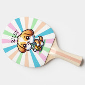 Schattigee Kawaii Puppy Dog met Bubble Tea Geperso Tafeltennisbatje (Zijkant)