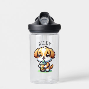 Schattigee Kawaii Puppy Dog met Bubble Tea Geperso Waterfles