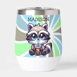 Schattigee Kawaii Raccoon met Bubble Tea Gepersona