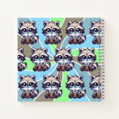 Schattigee Kawaii Raccoon met Bubble Tea Gepersona Notitieboek (Achterkant)