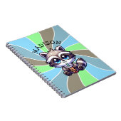 Schattigee Kawaii Raccoon met Bubble Tea Gepersona Notitieboek (Rechterzijde)