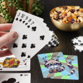 Schattigee Kawaii Raccoon met Bubble Tea Gepersona Pokerkaarten (Insitu)