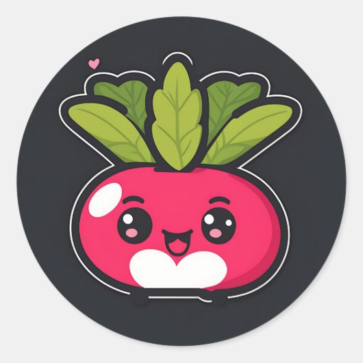Schattigee Kawaii radijs Ronde Sticker (Voorkant)
