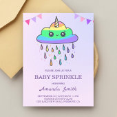 Schattigee Kawaii Rainbow Cloud Eenhoorn Baby Spri Uitnodiging Briefkaart