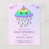Schattigee Kawaii Rainbow Cloud Eenhoorn Baby Spri Uitnodiging Briefkaart (Voorkant)
