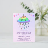 Schattigee Kawaii Rainbow Cloud Eenhoorn Baby Spri Uitnodiging Briefkaart (Staand voorkant)