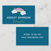 Schattigee Kawaii Rainbow Nanny Babysitter Elegant Visitekaartje (Voorkant / Achterkant)