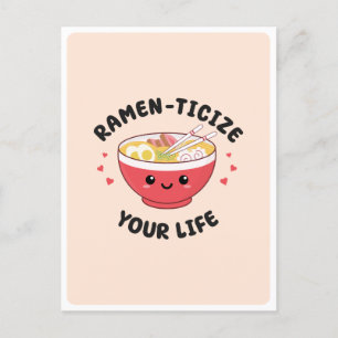 Schattigee Kawaii Ramen Aziatisch Eten Pun Romanti Briefkaart
