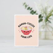 Schattigee Kawaii Ramen Aziatisch Eten Pun Romanti Briefkaart (Staand voorkant)