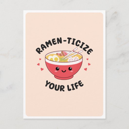 Schattigee Kawaii Ramen Aziatisch Eten Pun Romanti Briefkaart (Voorkant)