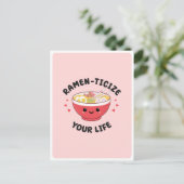 Schattigee Kawaii Ramen Aziatisch Eten Pun Romanti Briefkaart (Staand voorkant)