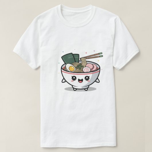 Schattigee Kawaii Ramen Bowl T-shirt (Design voorkant)