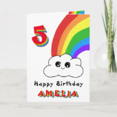 Schattigee Kawaii regenboog wolk Kinder Happy Birt Kaart (Voorkant)