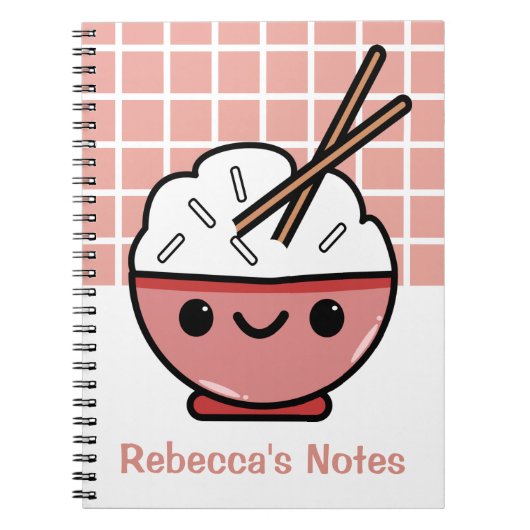 Schattigee Kawaii Rice Bowl – gepersonaliseerd Notitieboek (Voorkant)