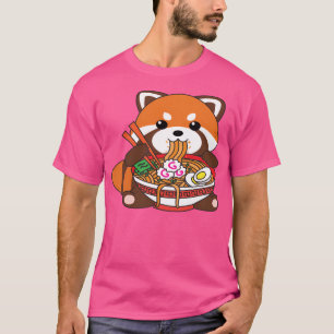 Schattigee Kawaii Rode Panda Eten Ramen Noodles T-shirt
