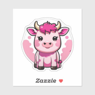 Schattigee Kawaii roze koe Sticker