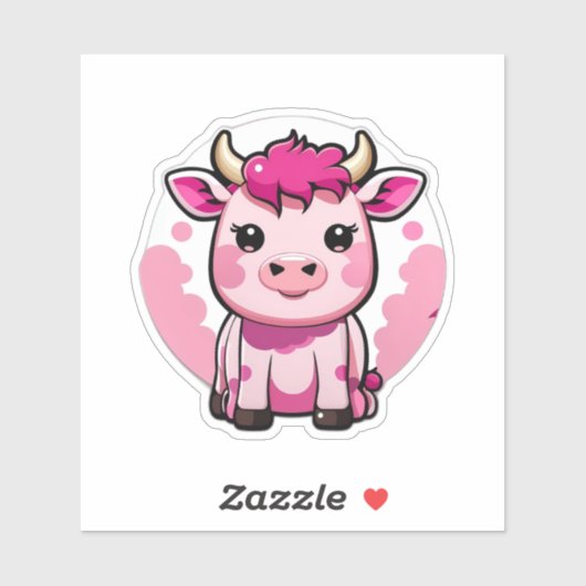 Schattigee Kawaii roze koe Sticker (Vel)