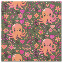 Schattigee kawaii roze octopus floral