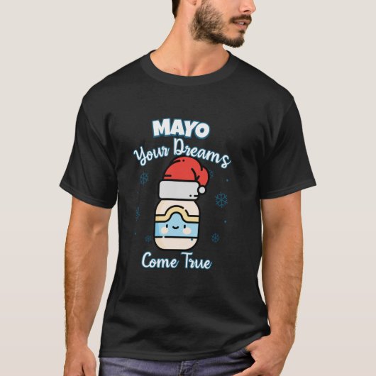 Schattigee Kawaii Santa Hat Mayonnaise Mayo Uw dro T-shirt (Voorkant)