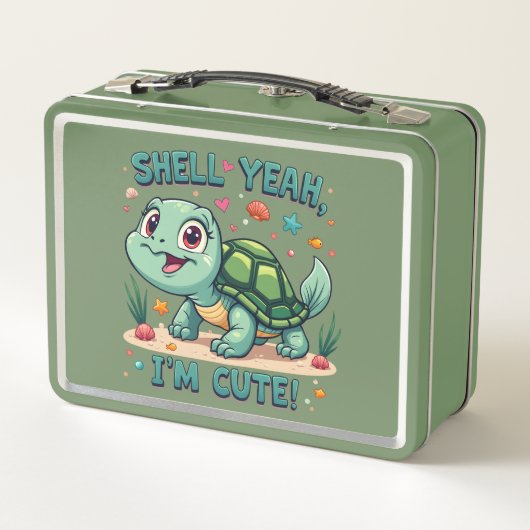 Schattigee Kawaii Schildpad met Grappige Pun Ocean (Achterkant)