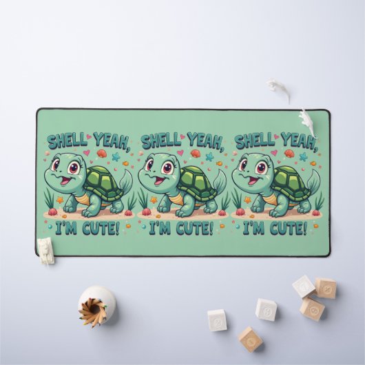 Schattigee Kawaii Schildpad met Grappige Pun Ocean Bureaumat (Kindertafel)