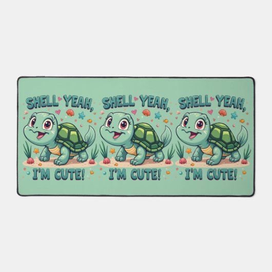 Schattigee Kawaii Schildpad met Grappige Pun Ocean Bureaumat (Voorkant)