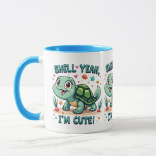 Schattigee Kawaii Schildpad met Grappige Pun Ocean Mok