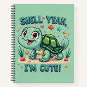 Schattigee Kawaii Schildpad met Grappige Pun Ocean Notitieboek (Voorkant)