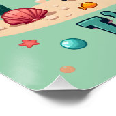 Schattigee Kawaii Schildpad met Grappige Pun Ocean Perfect Poster (Hoek)