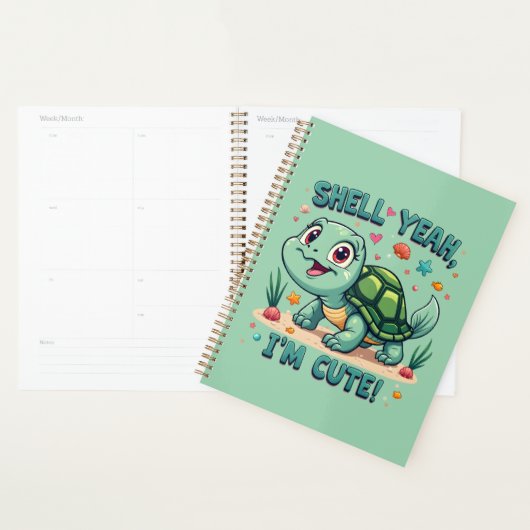 Schattigee Kawaii Schildpad met Grappige Pun Ocean Planner (Display)