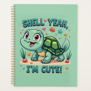 Schattigee Kawaii Schildpad met Grappige Pun Ocean Planner