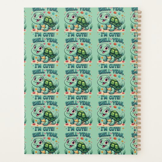 Schattigee Kawaii Schildpad met Grappige Pun Ocean Planner (Achterkant)