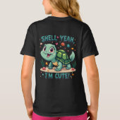 Schattigee Kawaii Schildpad met Grappige Pun Ocean T-shirt (Achterkant)