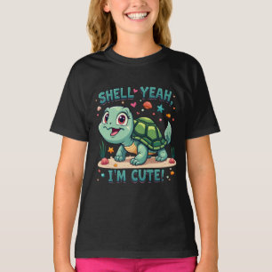 Schattigee Kawaii Schildpad met Grappige Pun Ocean T-shirt