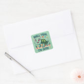 Schattigee Kawaii Schildpad met Grappige Pun Ocean Vierkante Sticker (Envelop)