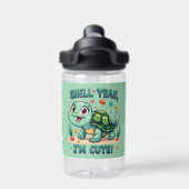 Schattigee Kawaii Schildpad met Grappige Pun Ocean Waterfles (Achterkant)