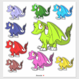 Schattigee Kawaii SD Furry Dragons Fantasy Illustr Sticker