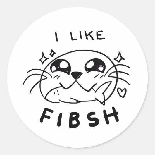 Schattigee Kawaii Seal Eten Vis Sticker (Voorkant)