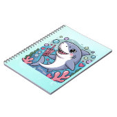 Schattigee Kawaii Shark Boba Tea blauw en roze Notitieboek (Linkerzijde)