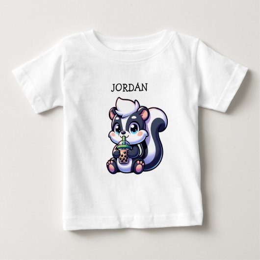 Schattigee Kawaii Skunk met Bubble Tea Gepersonali (Voorkant)
