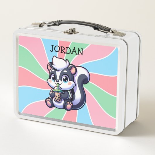 Schattigee Kawaii Skunk met Bubble Tea Gepersonali (Voorkant)