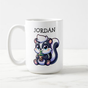 Schattigee Kawaii Skunk met Bubble Tea Gepersonali Koffiemok