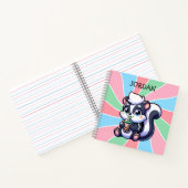 Schattigee Kawaii Skunk met Bubble Tea Gepersonali Notitieboek (Binnen)