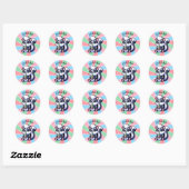 Schattigee Kawaii Skunk met Bubble Tea Gepersonali Ronde Sticker (Vel)