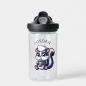 Schattigee Kawaii Skunk met Bubble Tea Gepersonali Waterfles (Voorkant)