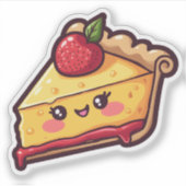 Schattigee Kawaii Slice Of Pie Dessert Fun Art Sticker (Voorkant)