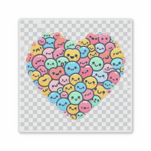Schattigee Kawaii Smiley Heart Vinyl Sticker (Voorkant)