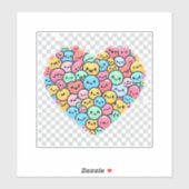 Schattigee Kawaii Smiley Heart Vinyl Sticker (Vel)
