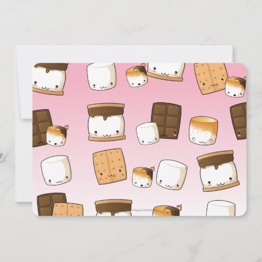 Schattigee Kawaii S'mores Camping Bonfire Verjaard Kaart (Achterkant)